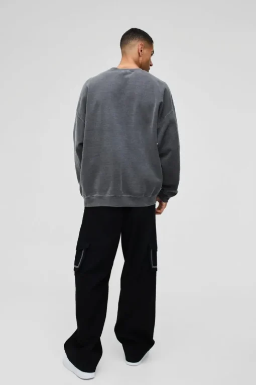 Oversized Sky Box Graphic Washed Sweatshirt
