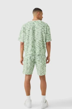Oversized Slub Boucle Short Sleeve Sweatshirt