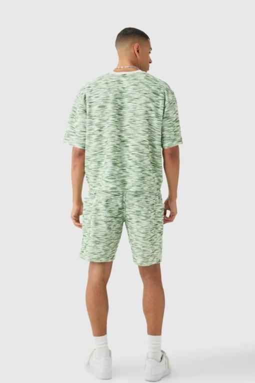 Oversized Slub Boucle Short Sleeve Sweatshirt