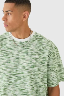 Oversized Slub Boucle Short Sleeve Sweatshirt