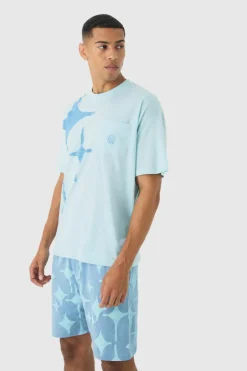 Oversized Star Graphic Short Lounge Set