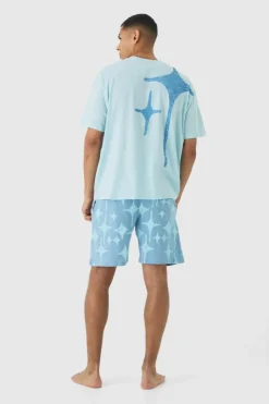 Oversized Star Graphic Short Lounge Set