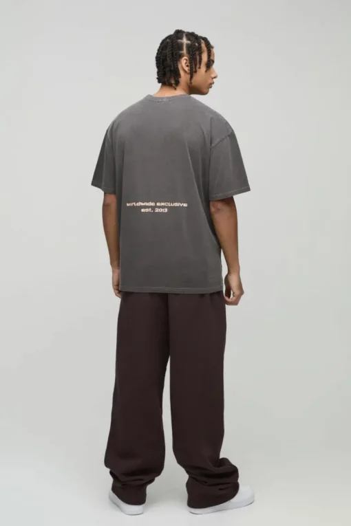 Oversized Sunset Western Puff Print Washed Graphic T-Shirt