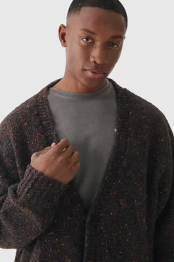 Oversized Textured Brushed Knitted Cardigan