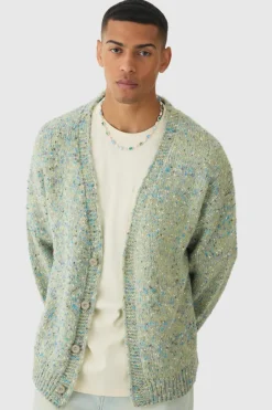 Oversized Textured Brushed Knitted Cardigan