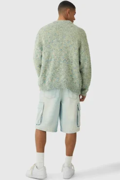 Oversized Textured Brushed Knitted Cardigan