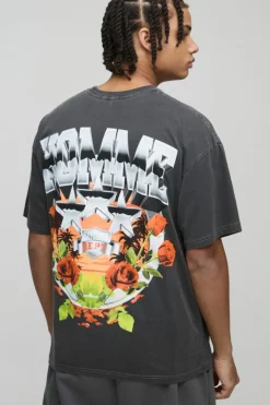 Oversized Varsity Star Homme Washed T-Shirt