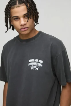 Oversized Varsity Star Homme Washed T-Shirt