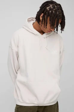 Oversized Wash M Star Branded Printed Hoodie