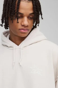 Oversized Wash M Star Branded Printed Hoodie
