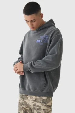 Oversized Wash Pixar Toy Story Pizza Planet License Hoodie