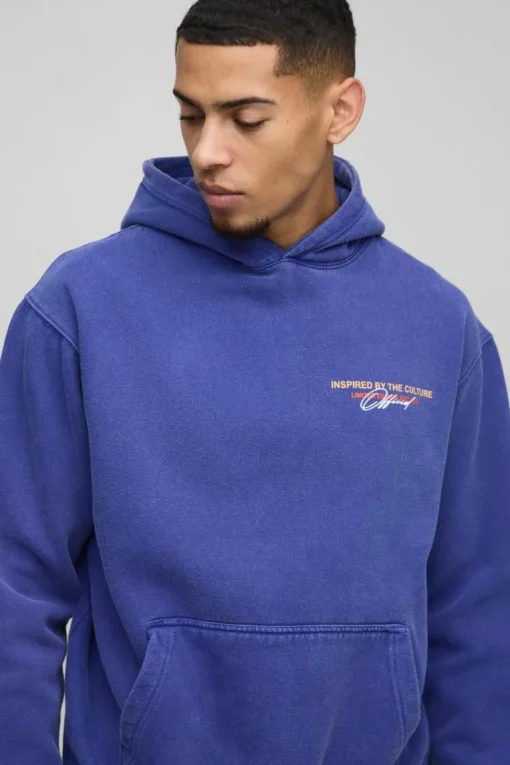 Oversized Washed Branded Graffiti Graphic Hoodie