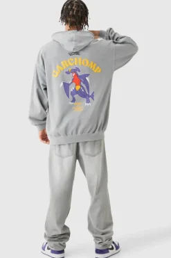 Oversized Washed Pokemon Garchomp License Hoodie
