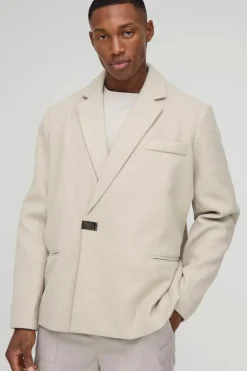 Oversized Wool Look Boxy Blazer
