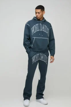 Oversized Worldwide Contrast Stitch Gusset Tracksuit