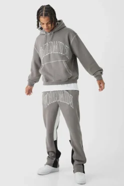 Oversized Worldwide Contrast Stitch Gusset Tracksuit