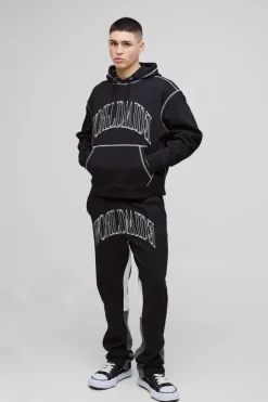 Oversized Worldwide Contrast Stitch Gusset Tracksuit