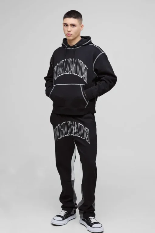 Oversized Worldwide Contrast Stitch Gusset Tracksuit