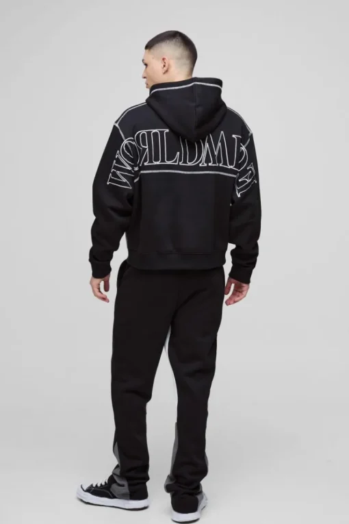 Oversized Worldwide Contrast Stitch Gusset Tracksuit