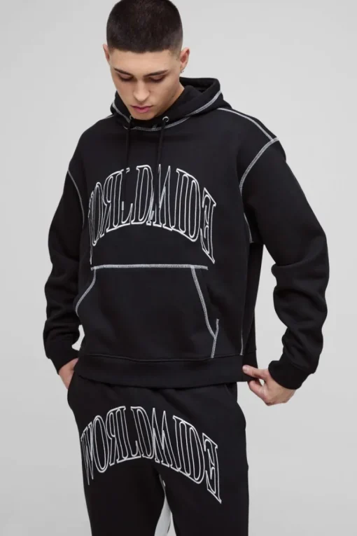 Oversized Worldwide Contrast Stitch Gusset Tracksuit