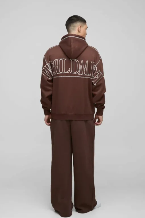 Oversized Worldwide Contrast Stitch Hoodie