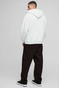 Oversized Worldwide Text Zip Through Hoodie