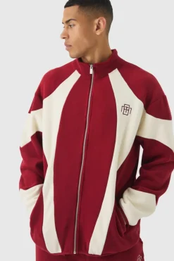 Oversized Zip through Colour Block Polar Fleece Jacket