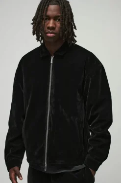 Oversized Zip Through Velour Overshirt & Trouser Set