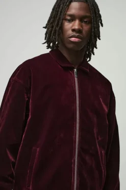 Oversized Zip Through Velour Overshirt & Trouser