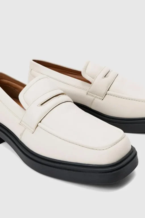 Padded Pu Loafer In Ecru