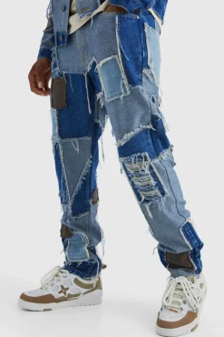 Patchwork Denim Jacket and Jeans Set