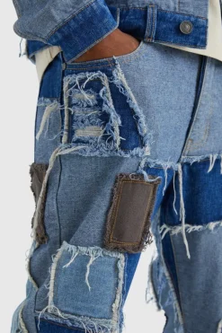 Patchwork Denim Jacket and Jeans Set