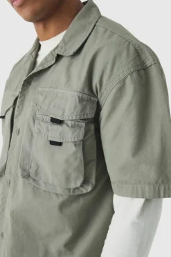 Peached Twill Utility Short Sleeve Shirt