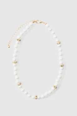 Pearl Bead Necklace in Gold