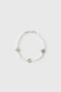 Pearl Bracelet with Cross Charms