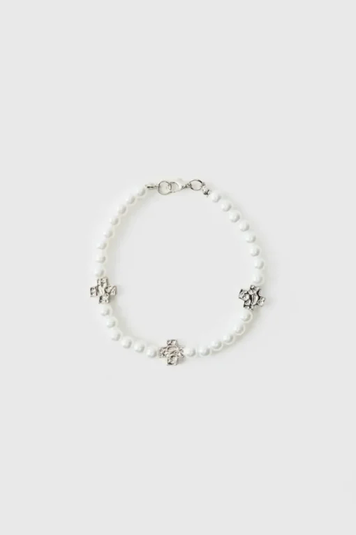 Pearl Bracelet with Cross Charms