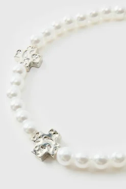 Pearl Bracelet with Cross Charms