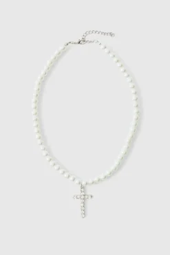 Pearl Necklace with Cross