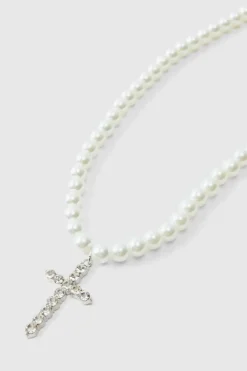 Pearl Necklace with Cross