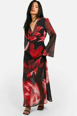 Petite Bold Floral Cowl Detail Maxi Dress
