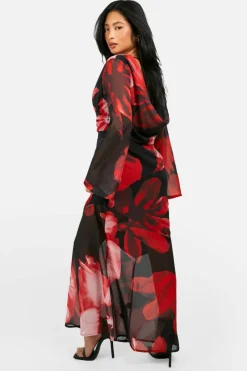 Petite Bold Floral Cowl Detail Maxi Dress