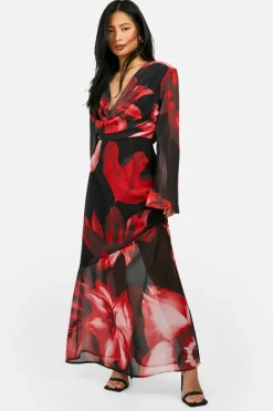 Petite Bold Floral Cowl Detail Maxi Dress