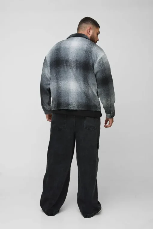 Plus Acid Wash Parachute Fit Elasticated Waist Carpenter Trousers