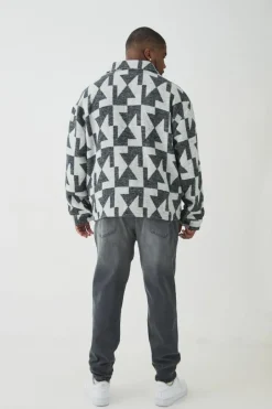 Plus Aztec Print Zip Through Overshirt