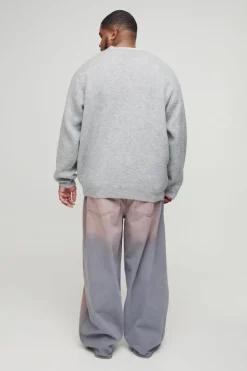 Plus Baggy Bleached Overdye Jeans
