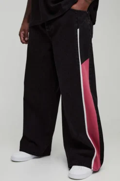 Plus Baggy Moto Panel Jeans