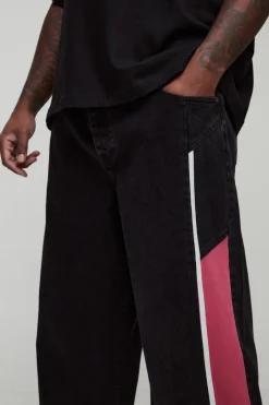 Plus Baggy Moto Panel Jeans