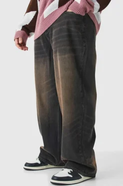 Plus Baggy Rigid Washed Jeans