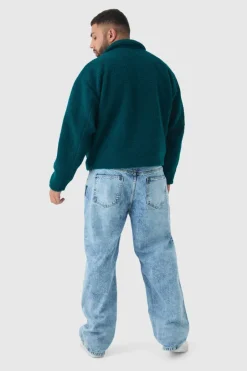 Plus Borg Harrington Jacket In Teal