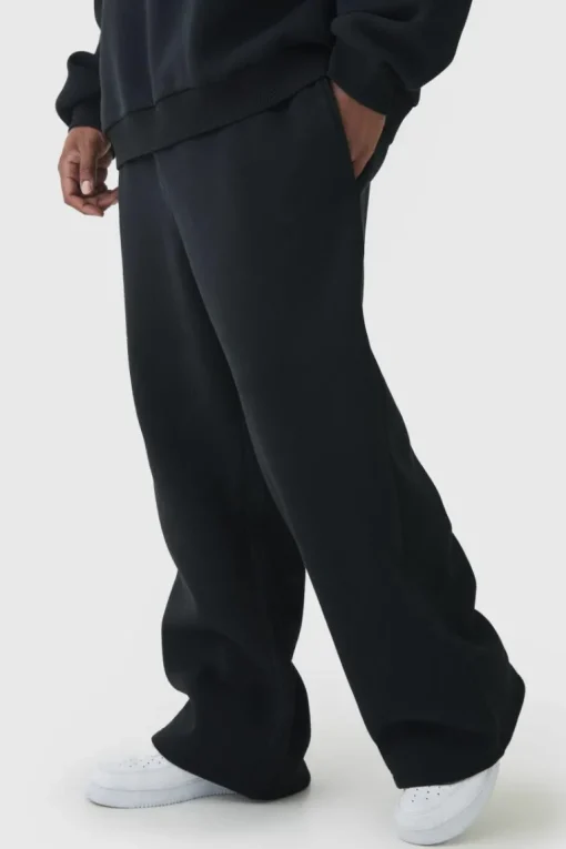 Plus Brushed Back Embroidered Straight Fit Joggers